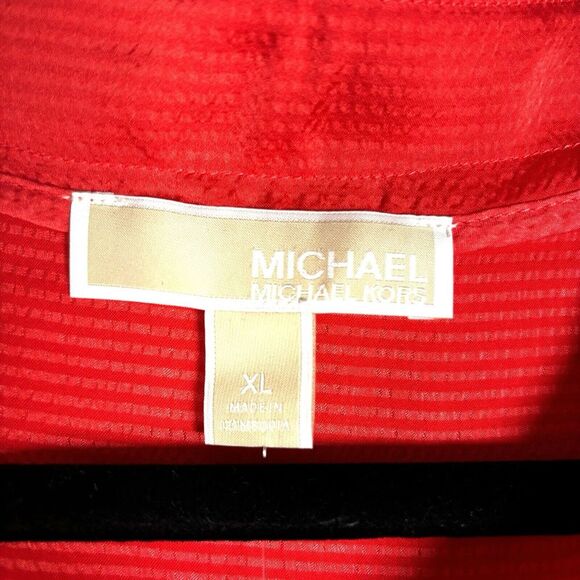 MICHAEL Michael Kors Solid Satin Tie Sleeve Split V-Neck Woven Blouse Size XL - Picture 11 of 13